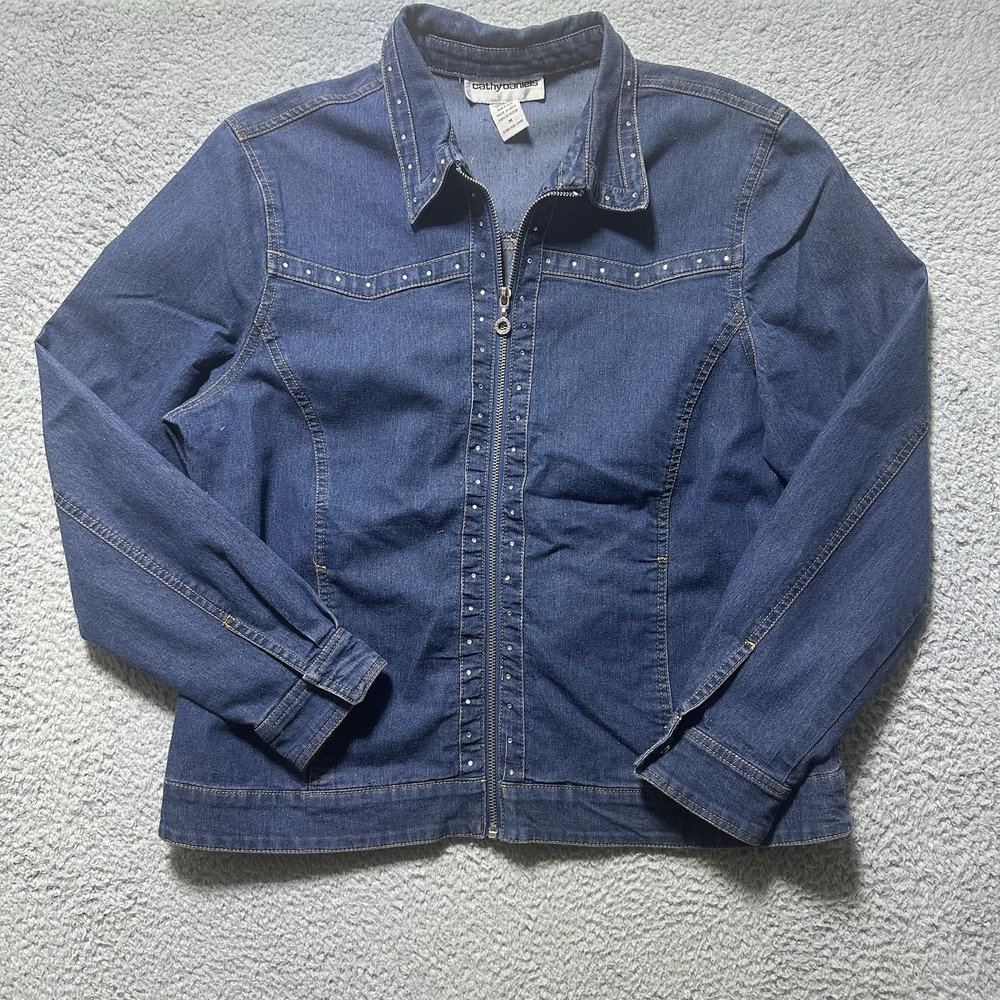 Vintage Denim Jean Jacket Women's M Cowgirl Rhinestones Western Core‎ Full Zip